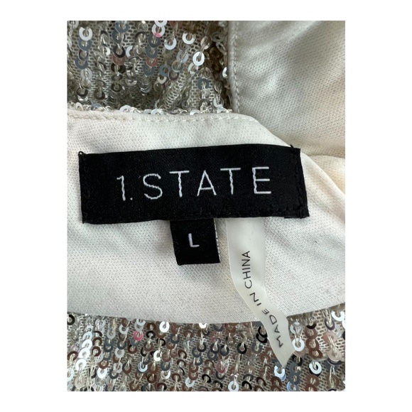 🆕 ✨ NWT 1.STATE Midnight Garden Sequin Bell Sleeve Blouse | Women’s Sz L - Picture 10 of 10